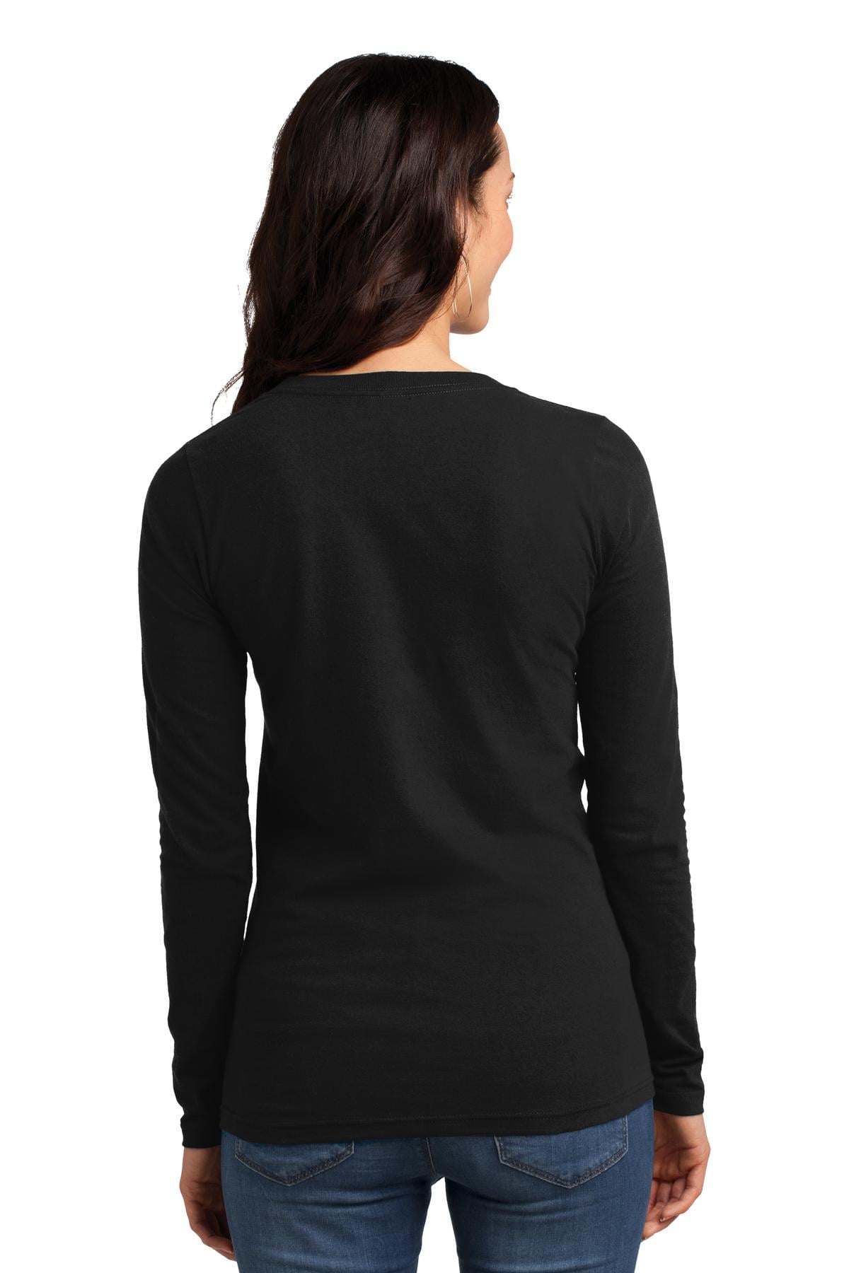 DT5201 District Juniors The Concert Tee Long Sleeve V-Neck. - Back Image