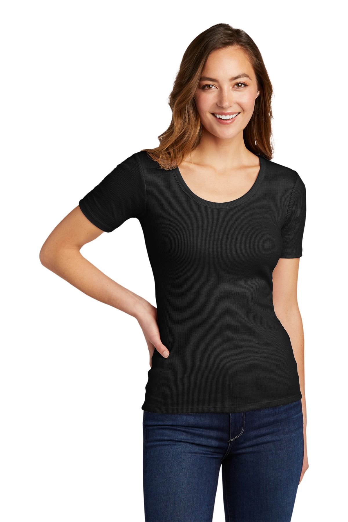 DT6020 District Womens V.I.T. Rib Scoop Neck Tee