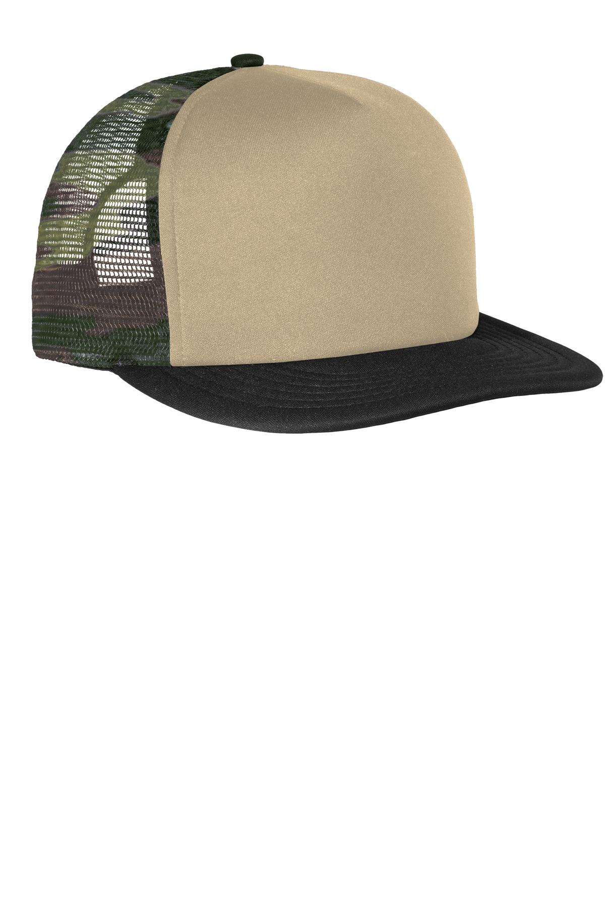 DT624 District Flat Bill Snapback Trucker Cap.
