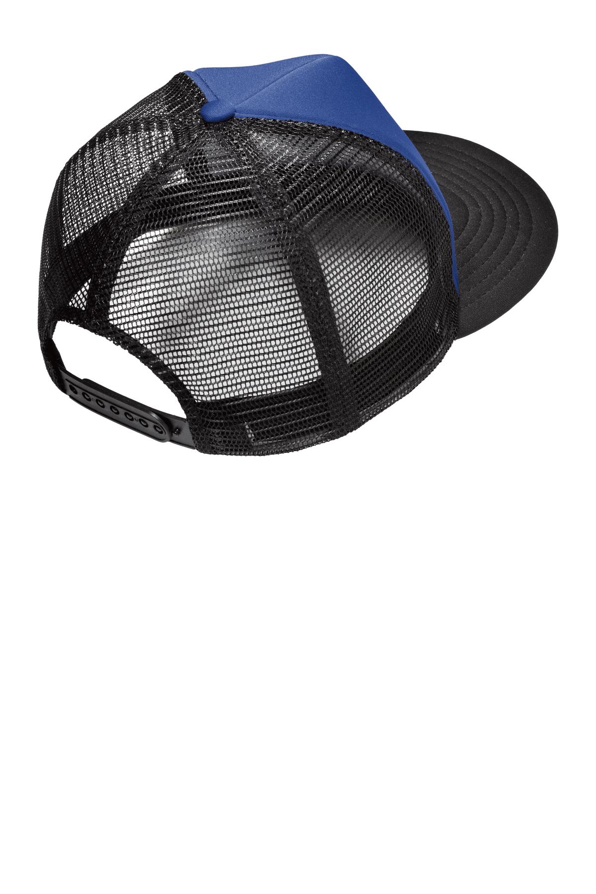 DT624 District Flat Bill Snapback Trucker Cap. - Back Image