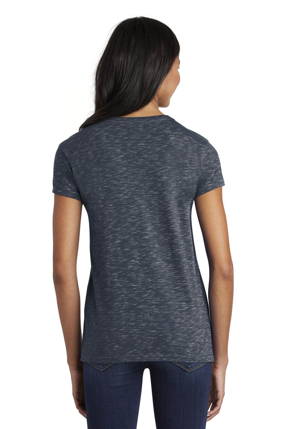 DT664 District Womens Medal V-Neck Tee. - Back Image