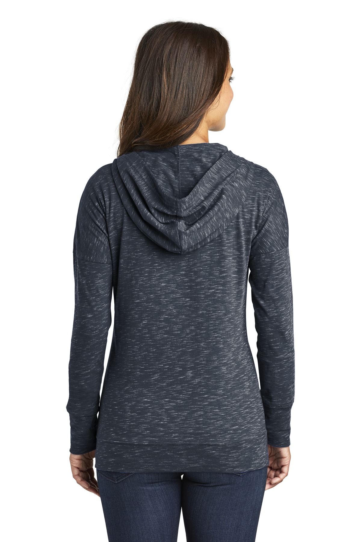 DT665 District Womens Medal Full-Zip Hoodie. - Back Image