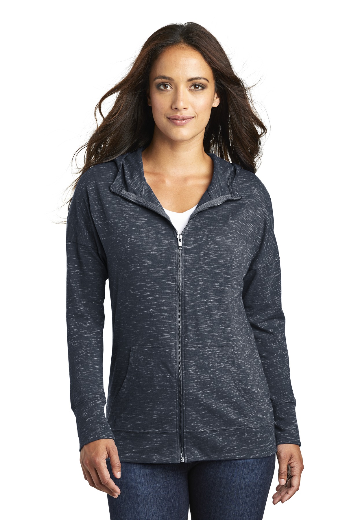 DT665 District Womens Medal Full-Zip Hoodie.