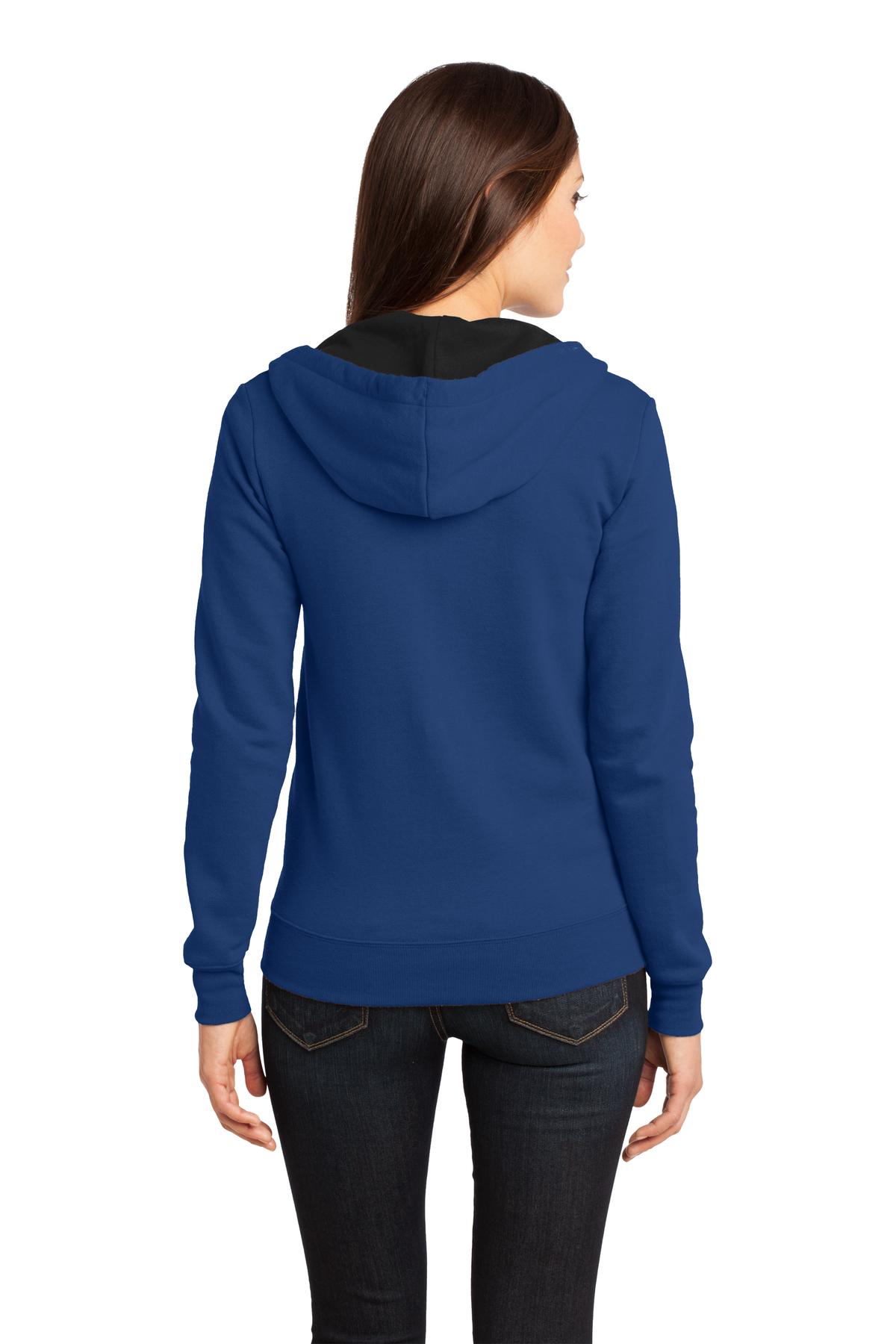 DT801 District - Juniors The Concert Fleece Full-Zip Hoodie. - Back Image