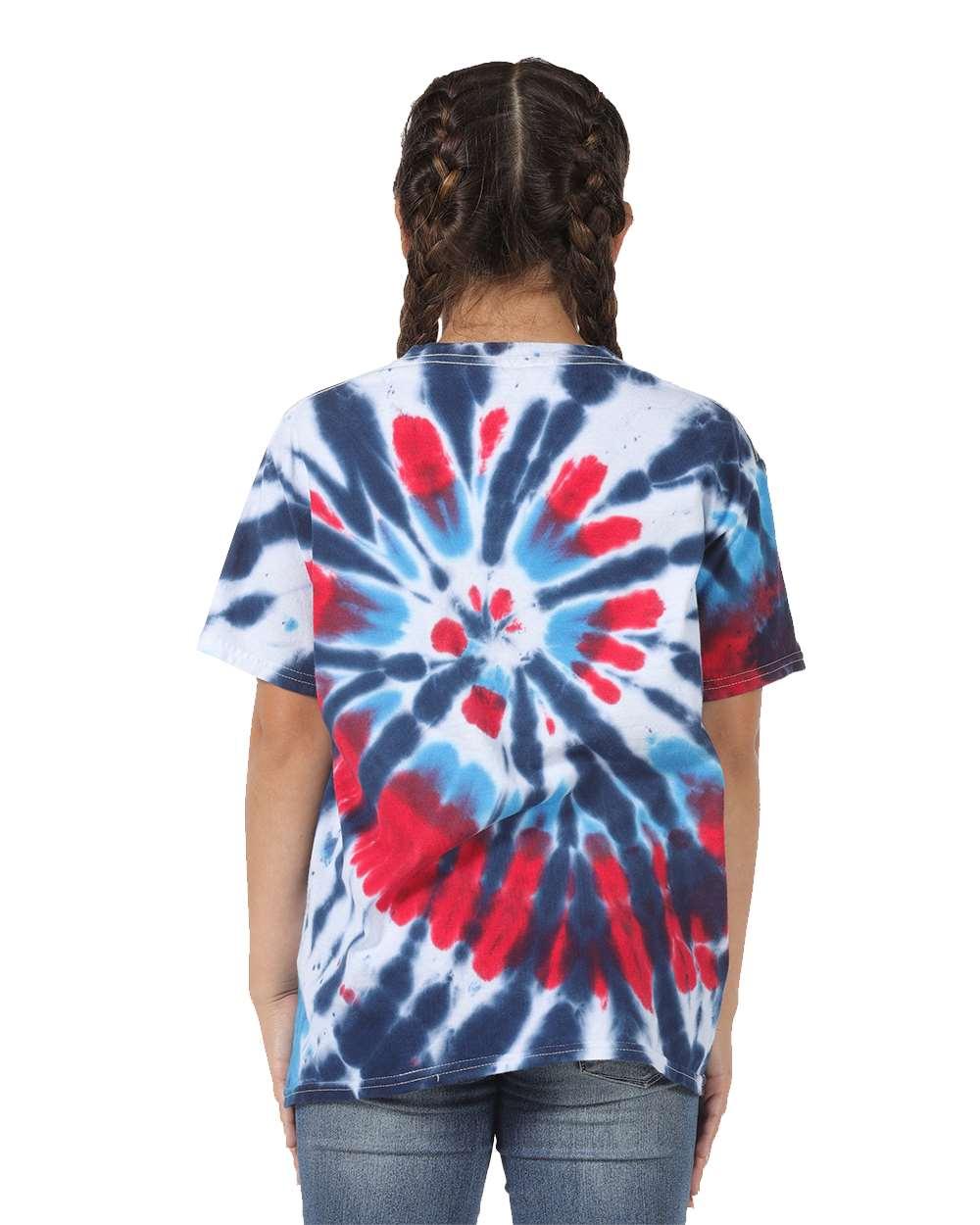 20BTD Dyenomite Youth Rainbow Cut-Spiral T-Shirt - Back Image