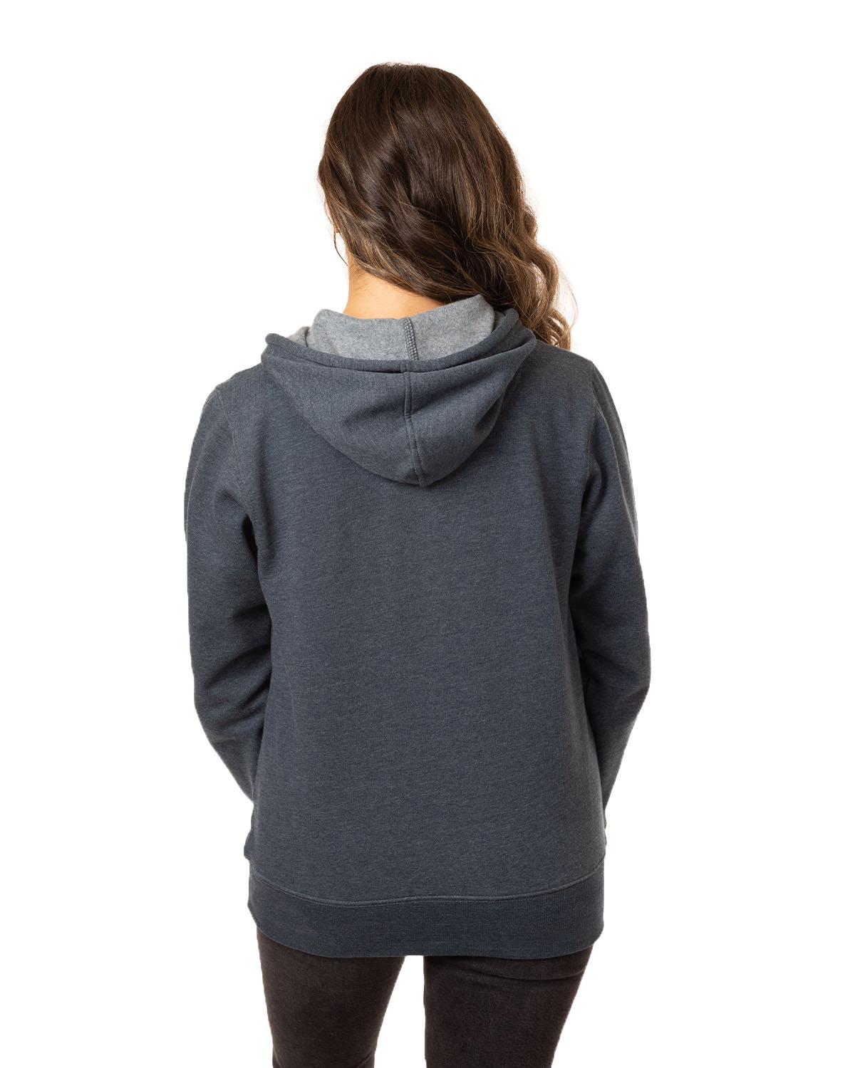 EC4580 econscious Ladies Organic/Recycled Heathered Fleece Full-Zip Hooded Sweatshirt - Back Image