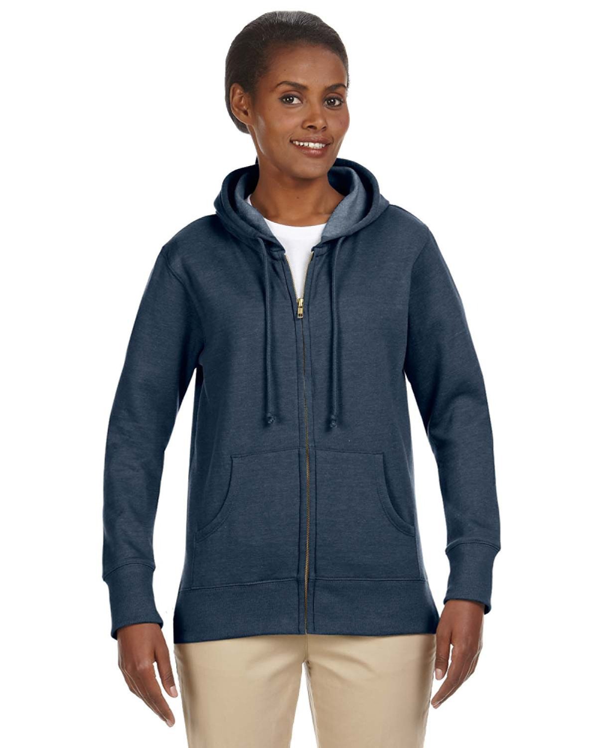 EC4580 econscious Ladies Organic/Recycled Heathered Fleece Full-Zip Hooded Sweatshirt