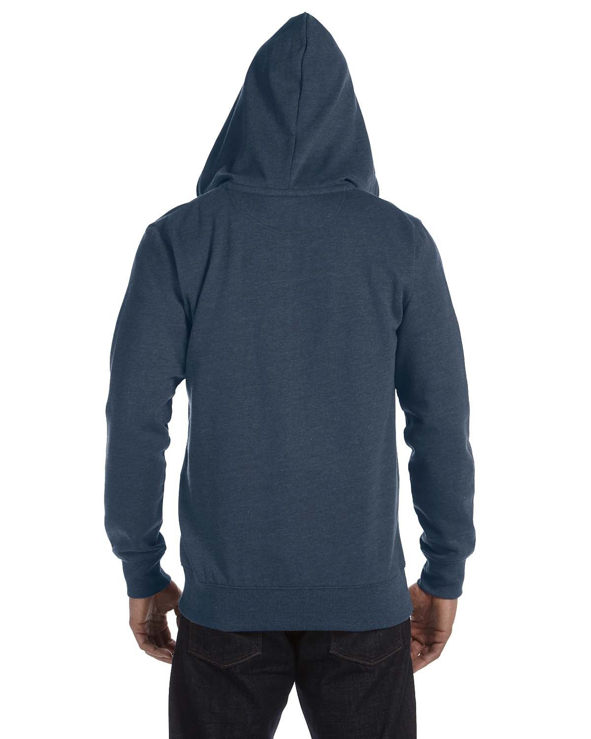 EC5680 econscious Mens Organic/Recycled Heathered Full-Zip Hooded Sweatshirt - Back Image