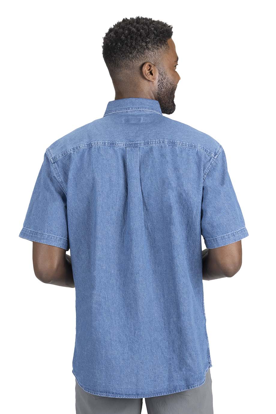 1013 Edwards DENIM MIDWEIGHT SHORT SLEEVE SHIRT - Back Image