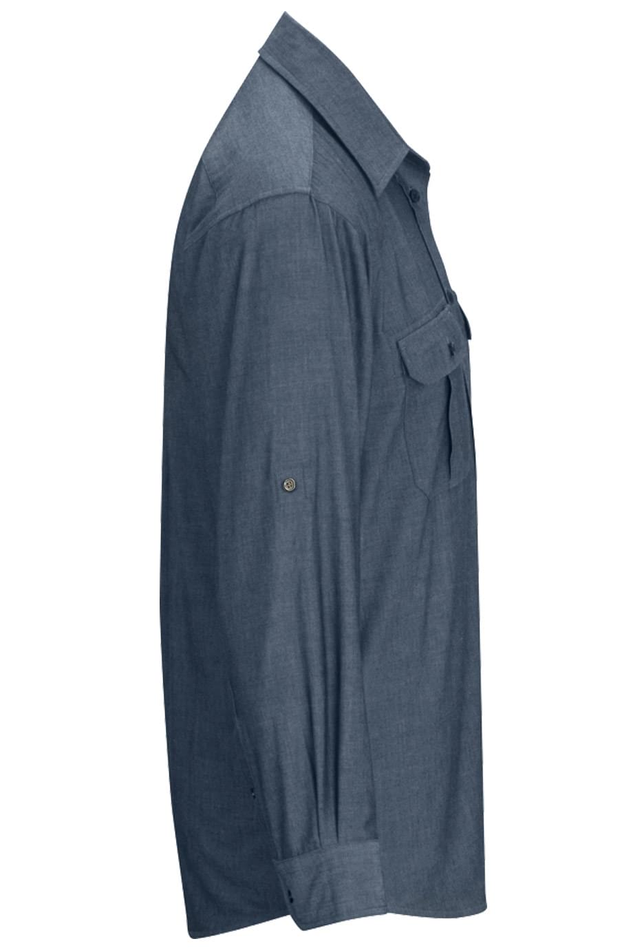 1298 Edwards MENS CHAMBRAY ROLL UP SLEEVE SHIRT - Siide Image
