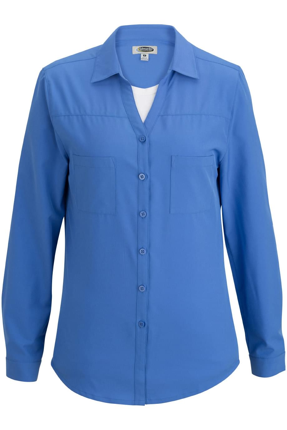 5056 Edwards Ladies Open Neck Long Sleeve Blouse 5056 Edwards Ladies Open Neck Long Sleeve Blouse