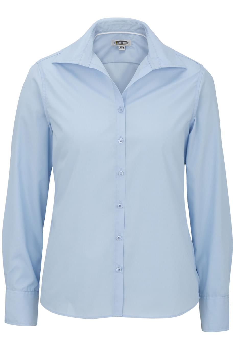5295 Edwards Ladies Lightweight Open Neck Poplin Blouse-Long Sleeve 5295 Edwards Ladies Lightweight Open Neck Poplin Blouse-Long Sleeve
