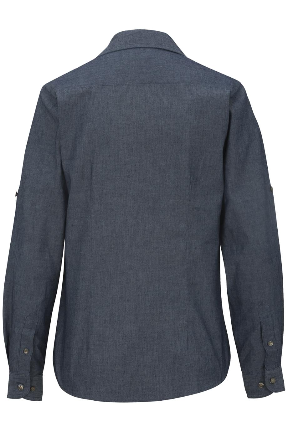 5298 Edwards LADIES CHAMBRAY ROLL UP SLEEVE SHIRT - Back Image