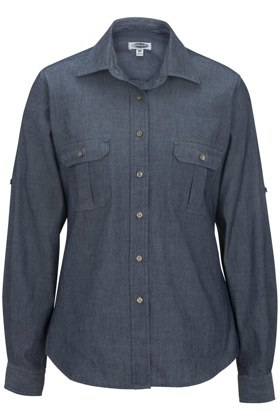 5298 Edwards LADIES CHAMBRAY ROLL UP SLEEVE SHIRT
