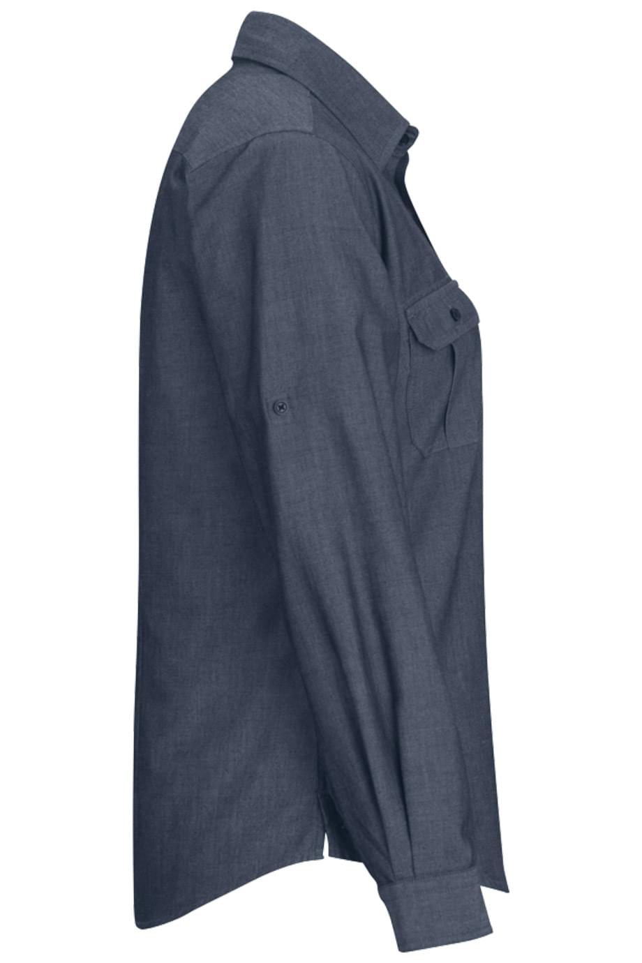 5298 Edwards LADIES CHAMBRAY ROLL UP SLEEVE SHIRT - Siide Image
