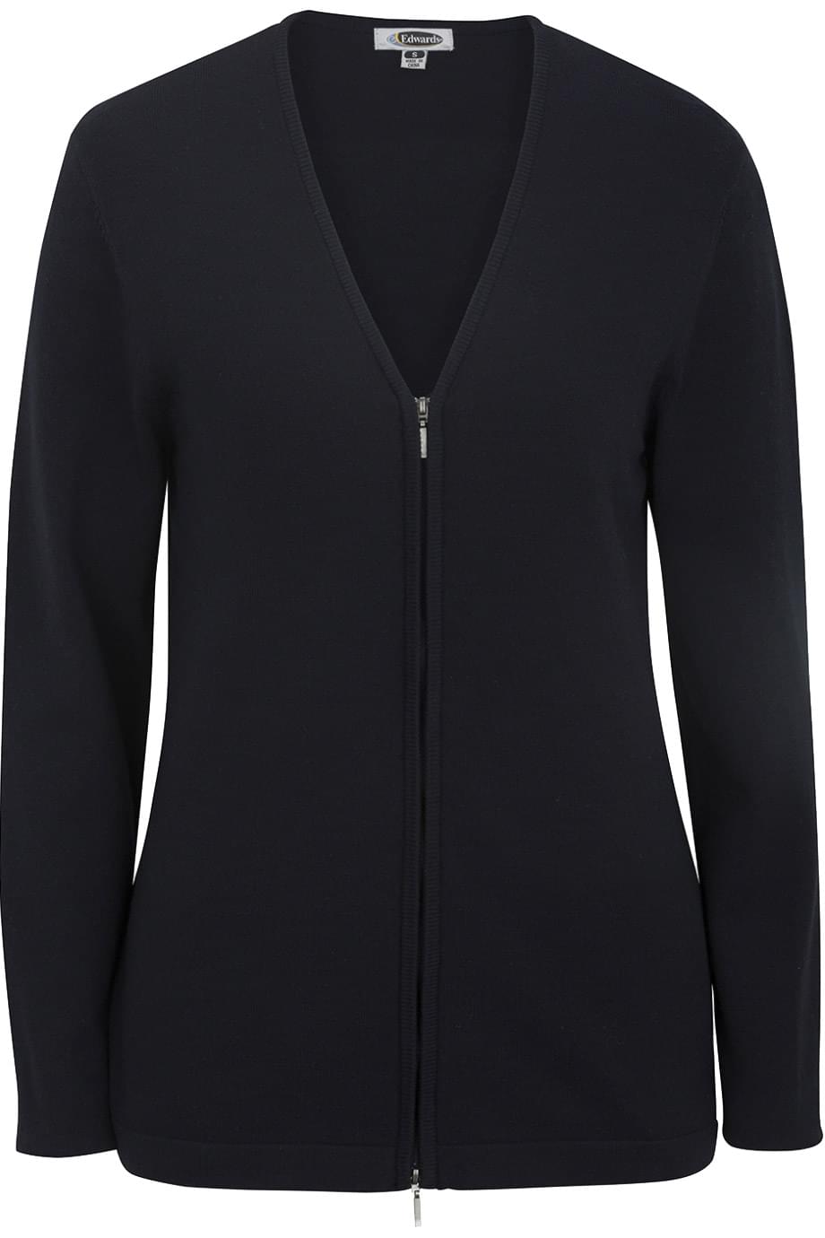 7062 Edwards LADIES FULL ZIP V-NECK CARDIGAN SWEATER Zoom Image