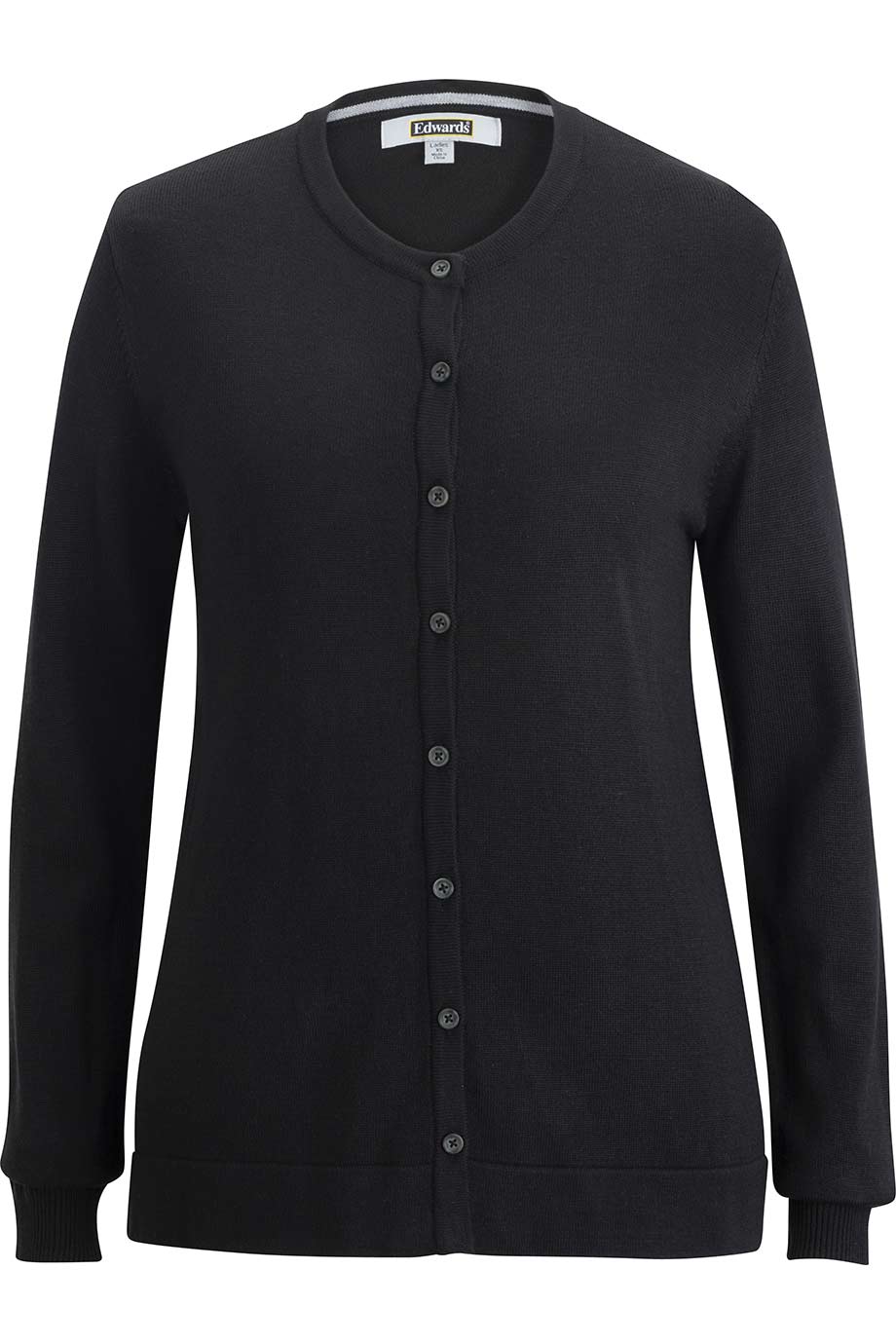 7143 Edwards LADIES CREW NECK BUTTON FRONT CARDIGAN
