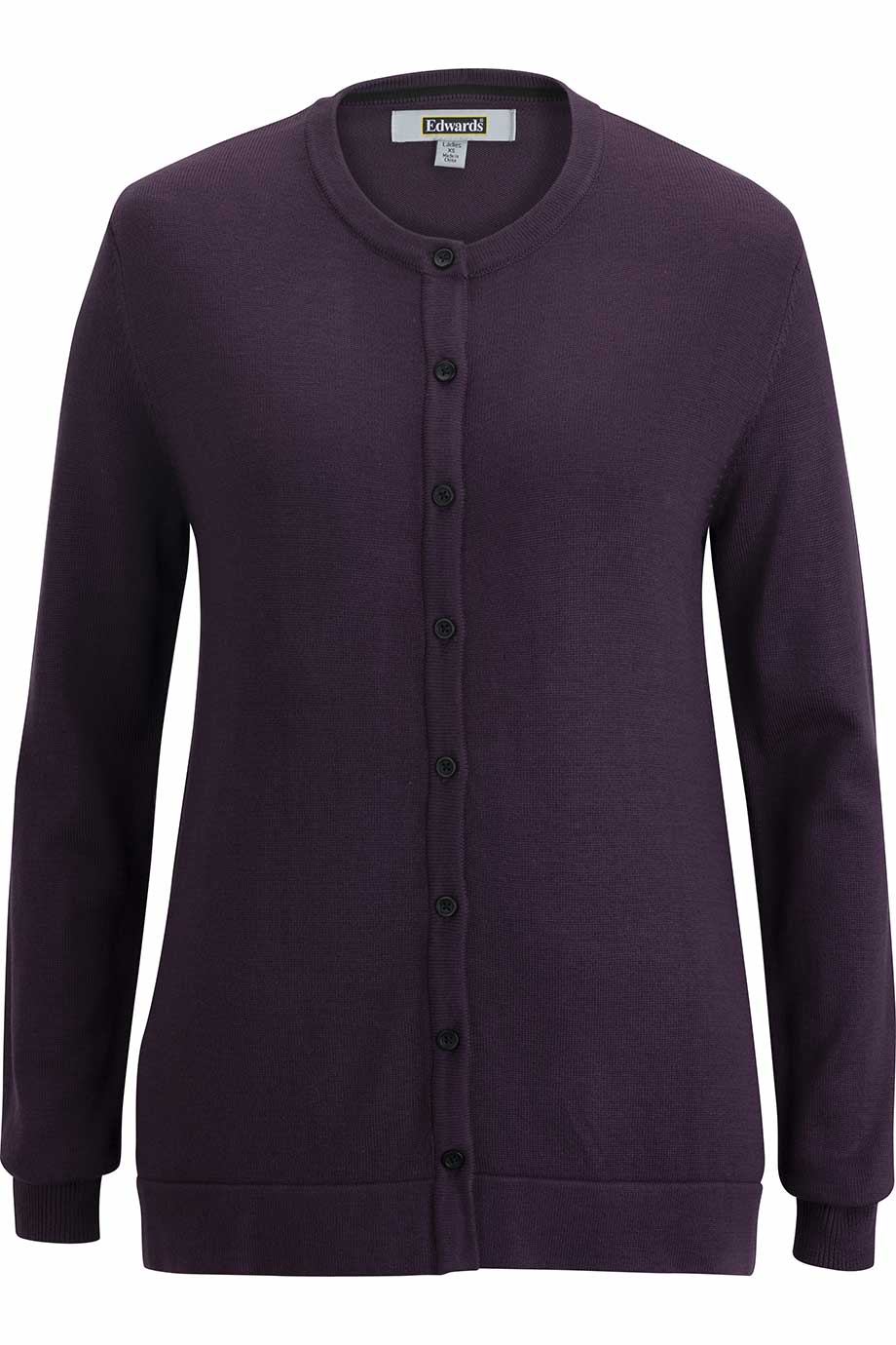 7143 Edwards LADIES CREW NECK BUTTON FRONT CARDIGAN