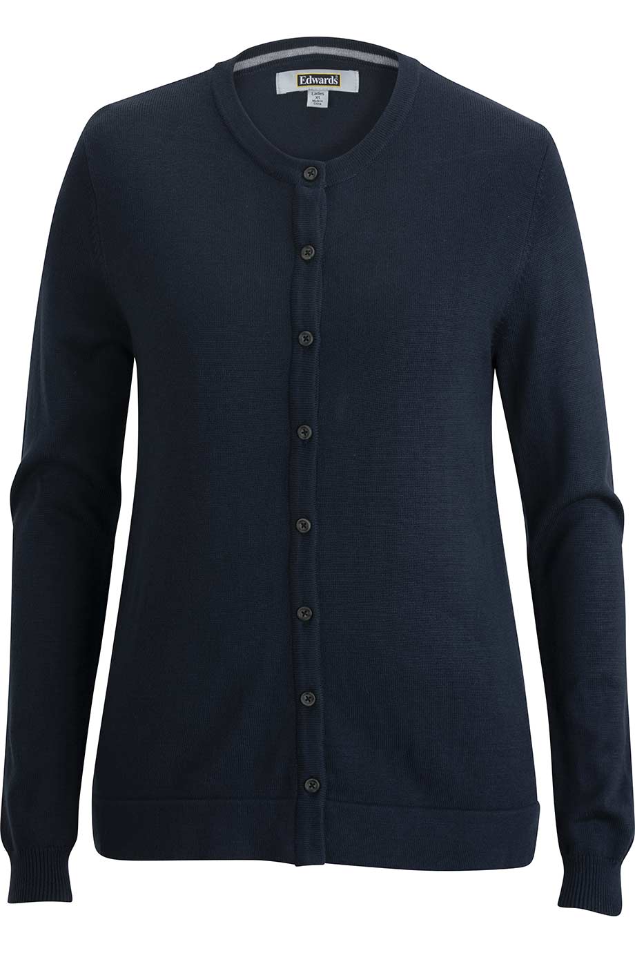 7143 Edwards Ladies Crew Neck Button Front Cardigan