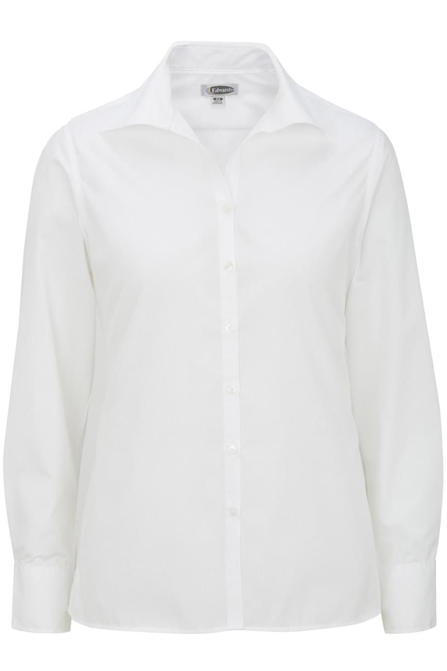5295 Edwards Garment EDWARDS LADIES LIGHTWEIGHT OPEN NECK POPLIN BLOUSE-LONG SLEEVE