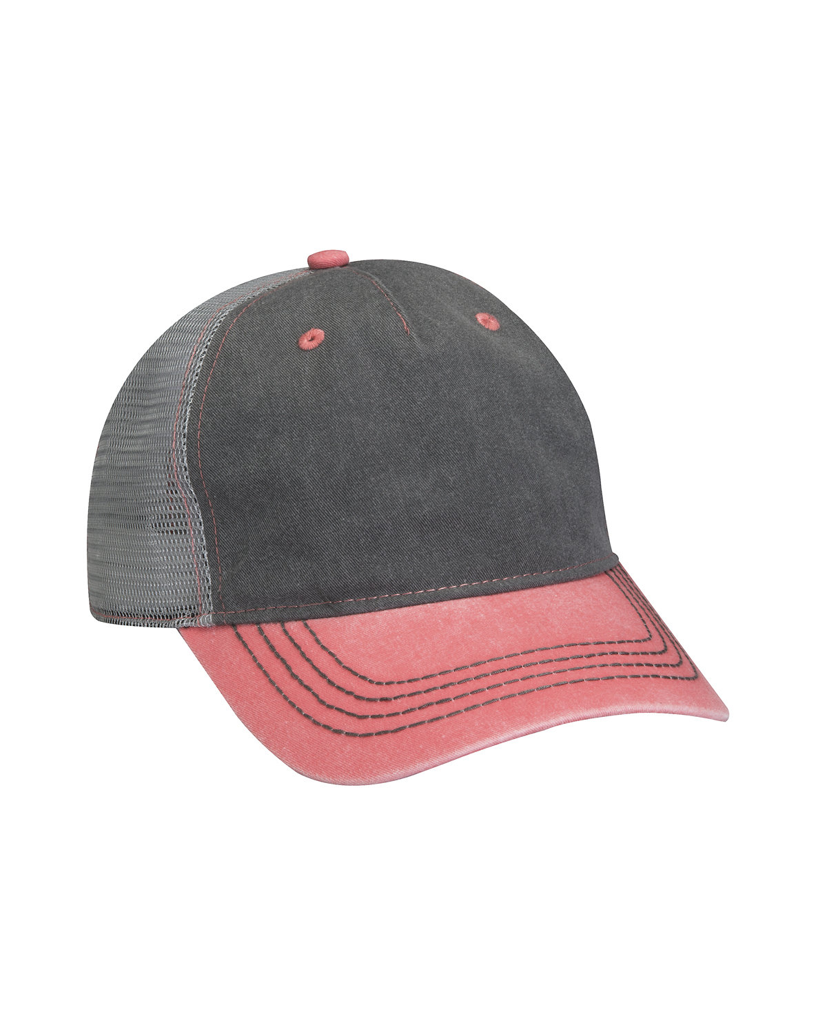 EN102 Adams Pigment-Dyed Twill & Mesh 5 Panel Trucker Cap