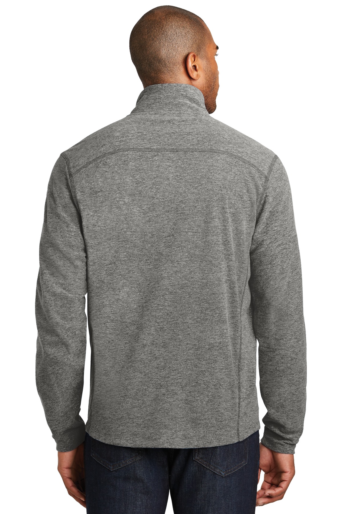 F235 Port Authority Heather Microfleece Full-Zip Jacket - Back Image