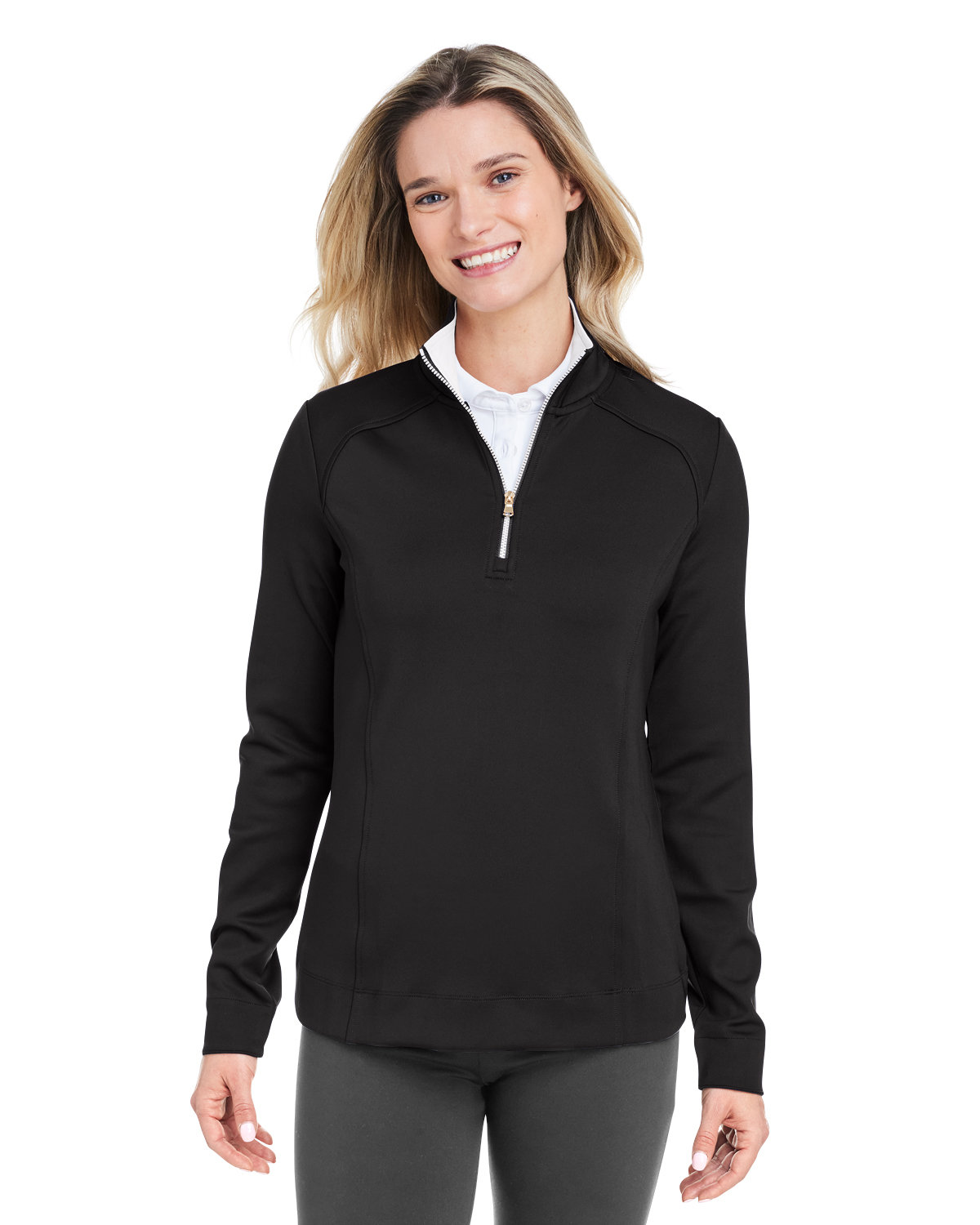 F12250 Fairway & Greene Ladies Wells Quarter-Zip Tech Pullover