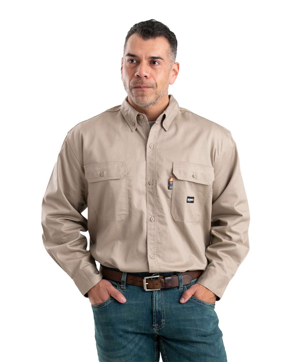 FRSH10 Berne Mens Flame-Resistant Button-Down Work Shirt - Siide Image