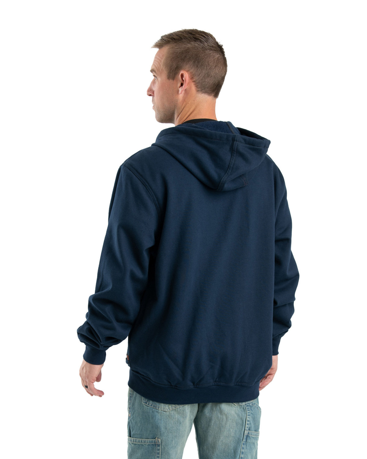FRSZ19 Berne Mens Flame Resistant Full-Zip Hooded Sweatshirt - Back Image