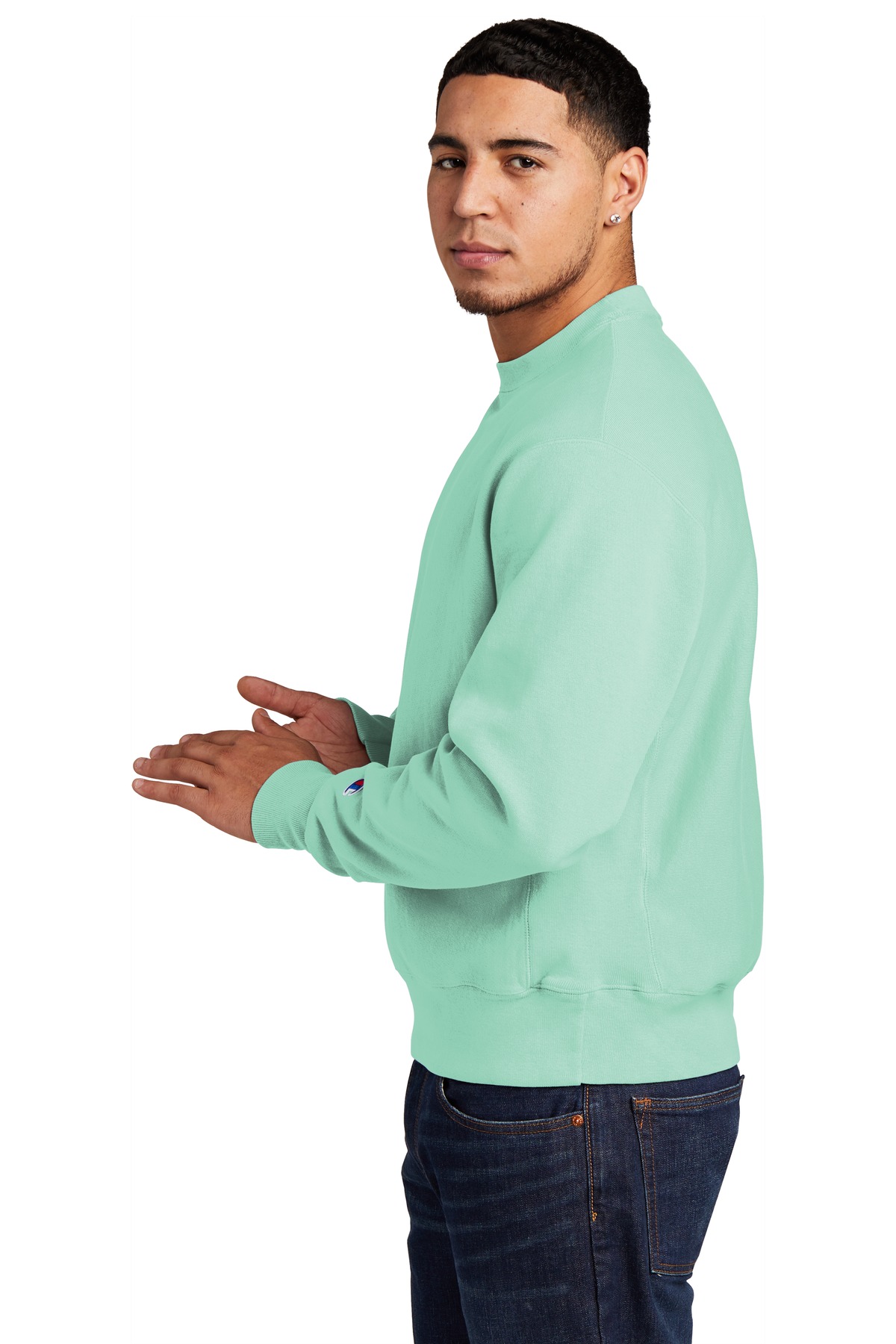 GDS149 Champion Reverse Weave Garment-Dyed Crewneck Sweatshirt. - Siide Image