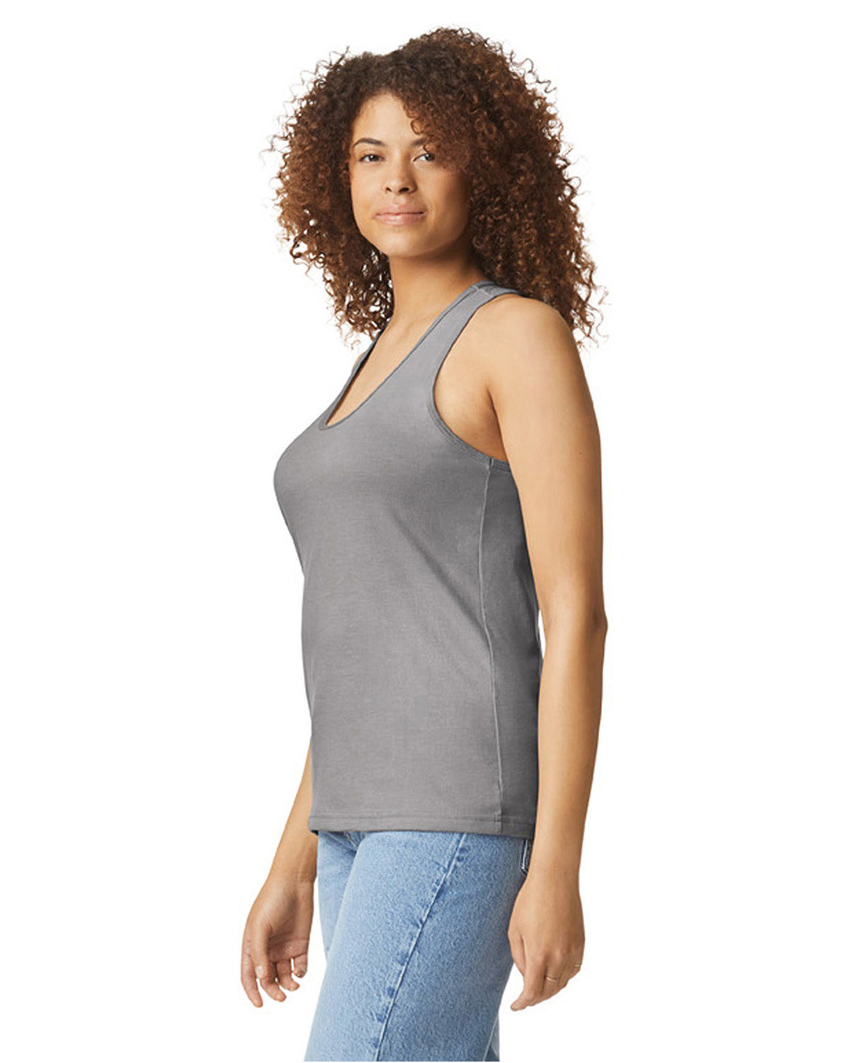 G672L Gildan Ladies Softstyle CVC Racerback Tank - Siide Image