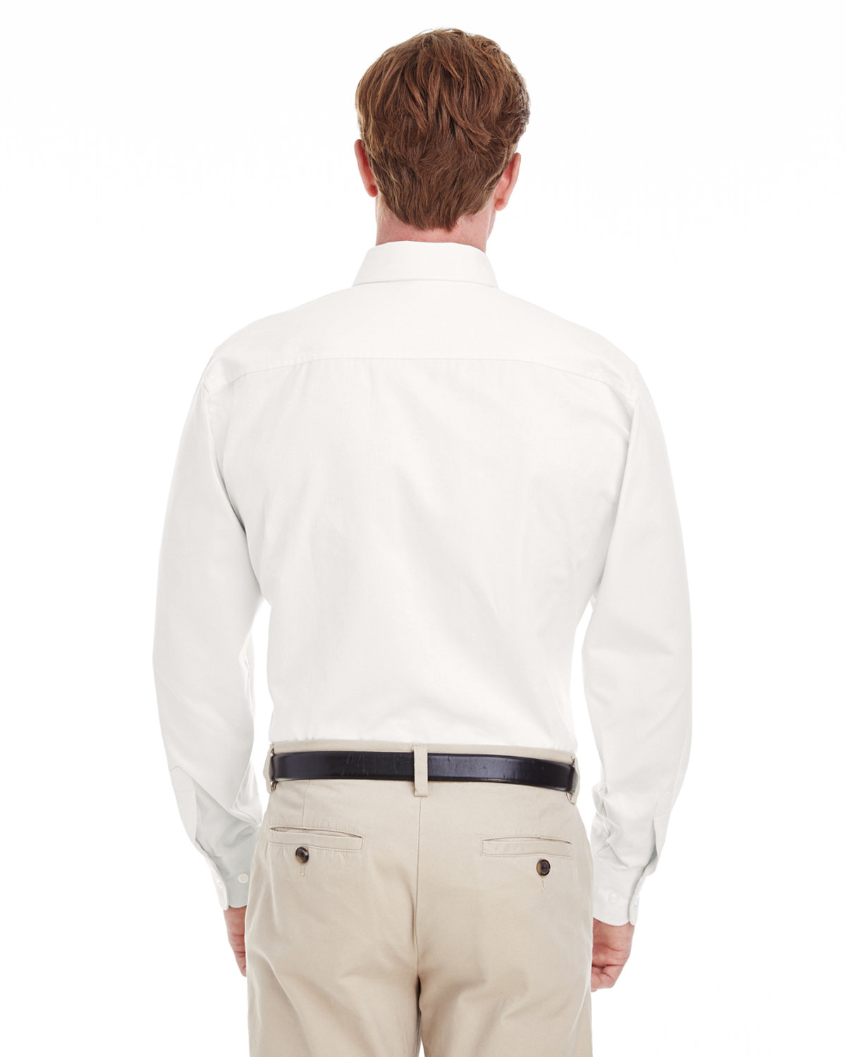 M581T Harriton Mens Tall Foundation 100% Cotton Long-Sleeve Twill Shirt with Teflon - Back Image