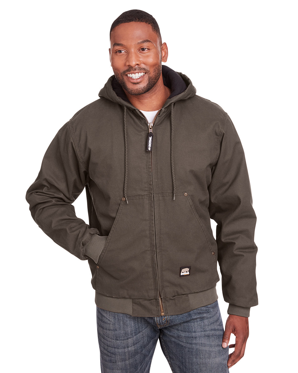 HJ375 Berne Mens Highland Washed Cotton Duck Hooded Jacket