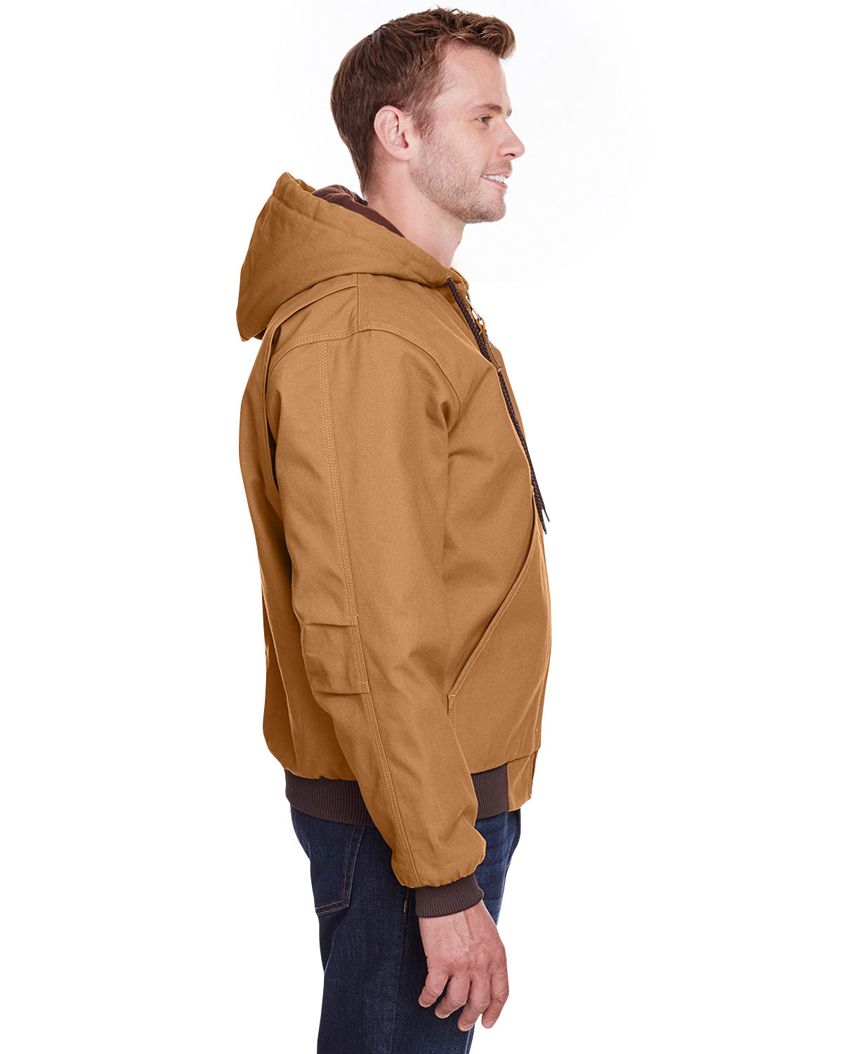 HJ51T Berne Mens Tall Highland Washed Cotton Duck Hooded Jacket - Siide Image
