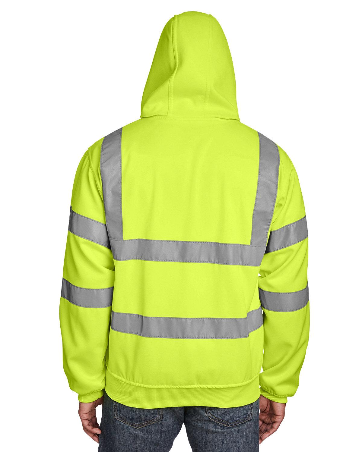 HVF021T Berne Mens Tall Hi-Vis Class 3 Lined Full-Zip Hooded Sweatshirt - Back Image