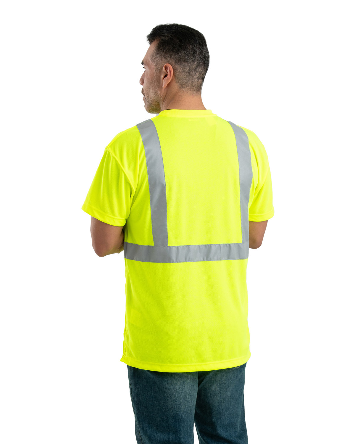 HVK012T Berne Mens Tall Hi-Vis Class 2 Performance Short Sleeve T-Shirt - Back Image