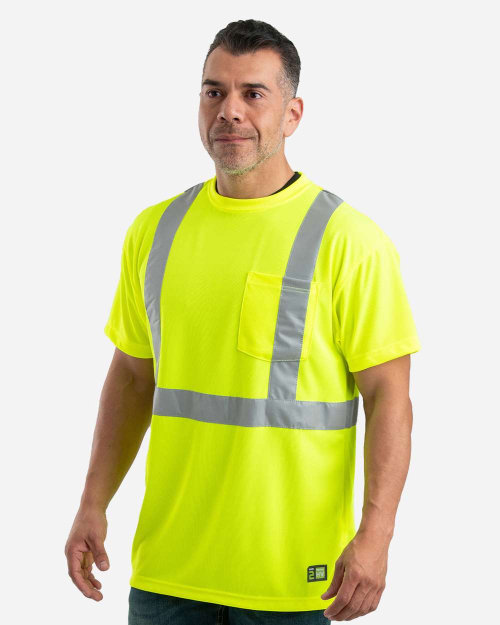 HVK012T Berne Mens Tall Hi-Vis Class 2 Performance Short Sleeve T-Shirt HVK012T Berne Mens Tall Hi-Vis Class 2 Performance Short Sleeve T-Shirt - Siide Image