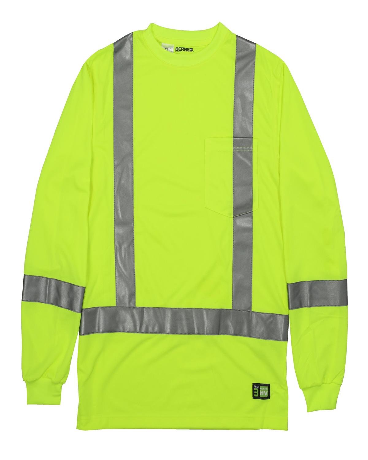 HVK013T Berne Mens Tall Hi-Vis Class 3 Performance Long Sleeve T-Shirt HVK013T Berne Mens Tall Hi-Vis Class 3 Performance Long Sleeve T-Shirt
