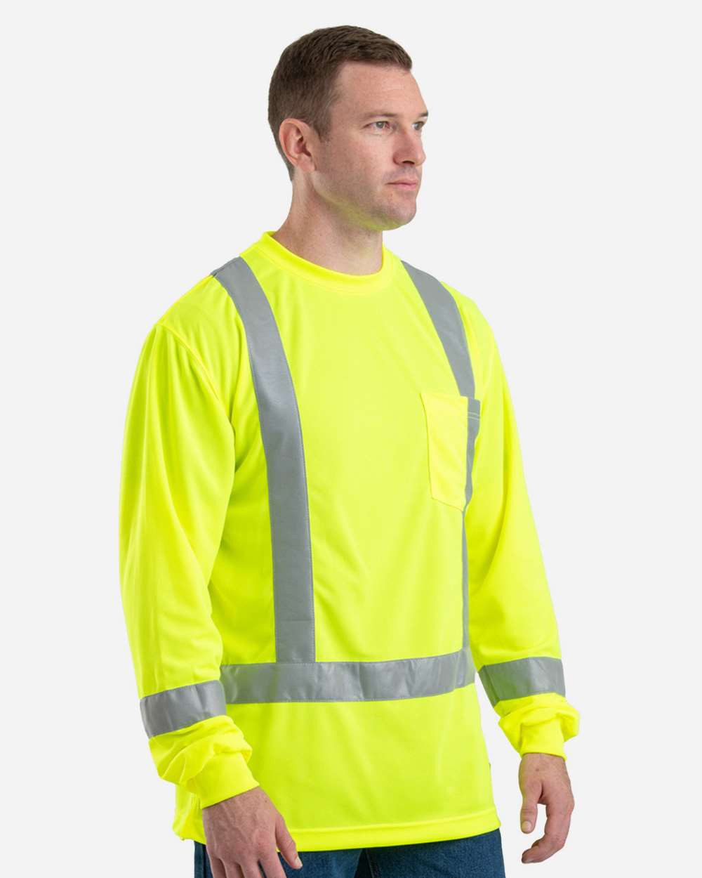 HVK013T Berne Mens Tall Hi-Vis Class 3 Performance Long Sleeve T-Shirt HVK013T Berne Mens Tall Hi-Vis Class 3 Performance Long Sleeve T-Shirt - Siide Image