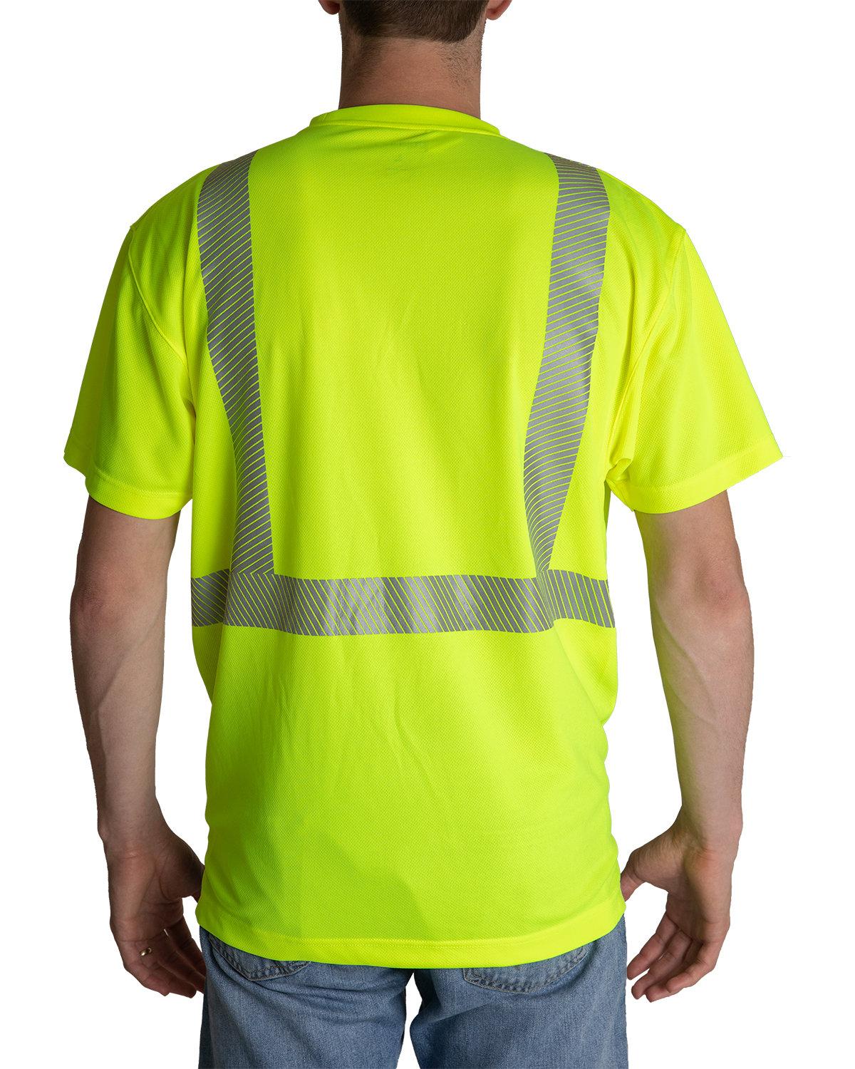 HVK017 Berne Unisex Hi-Vis Class 2 Color Blocked Pocket T-Shirt - Back Image