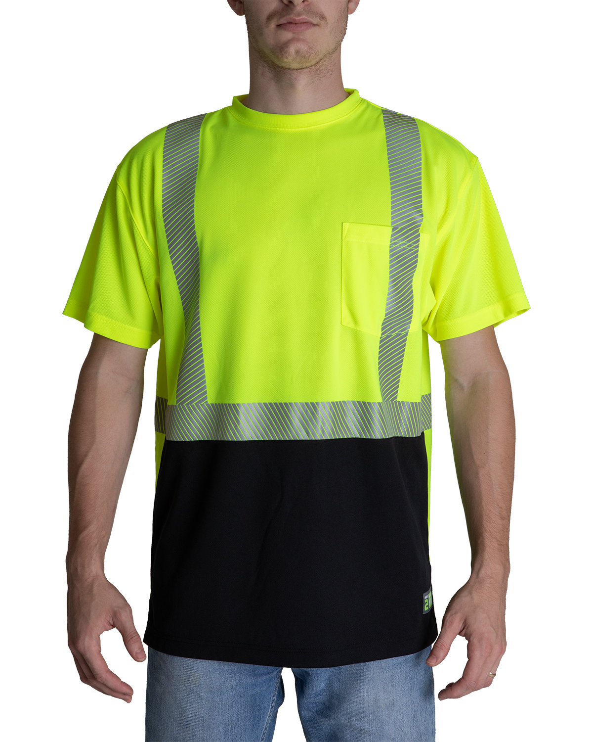 HVK017 Berne Unisex Hi-Vis Class 2 Color Blocked Pocket T-Shirt HVK017 Berne Unisex Hi-Vis Class 2 Color Blocked Pocket T-Shirt
