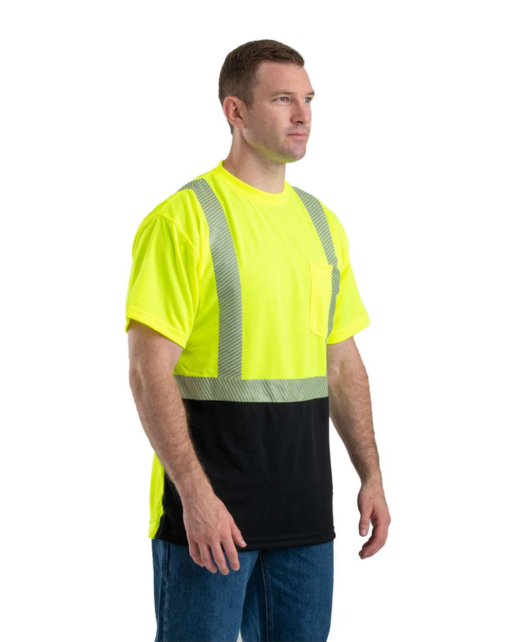 HVK017 Berne Unisex Hi-Vis Class 2 Color Blocked Pocket T-Shirt - Siide Image