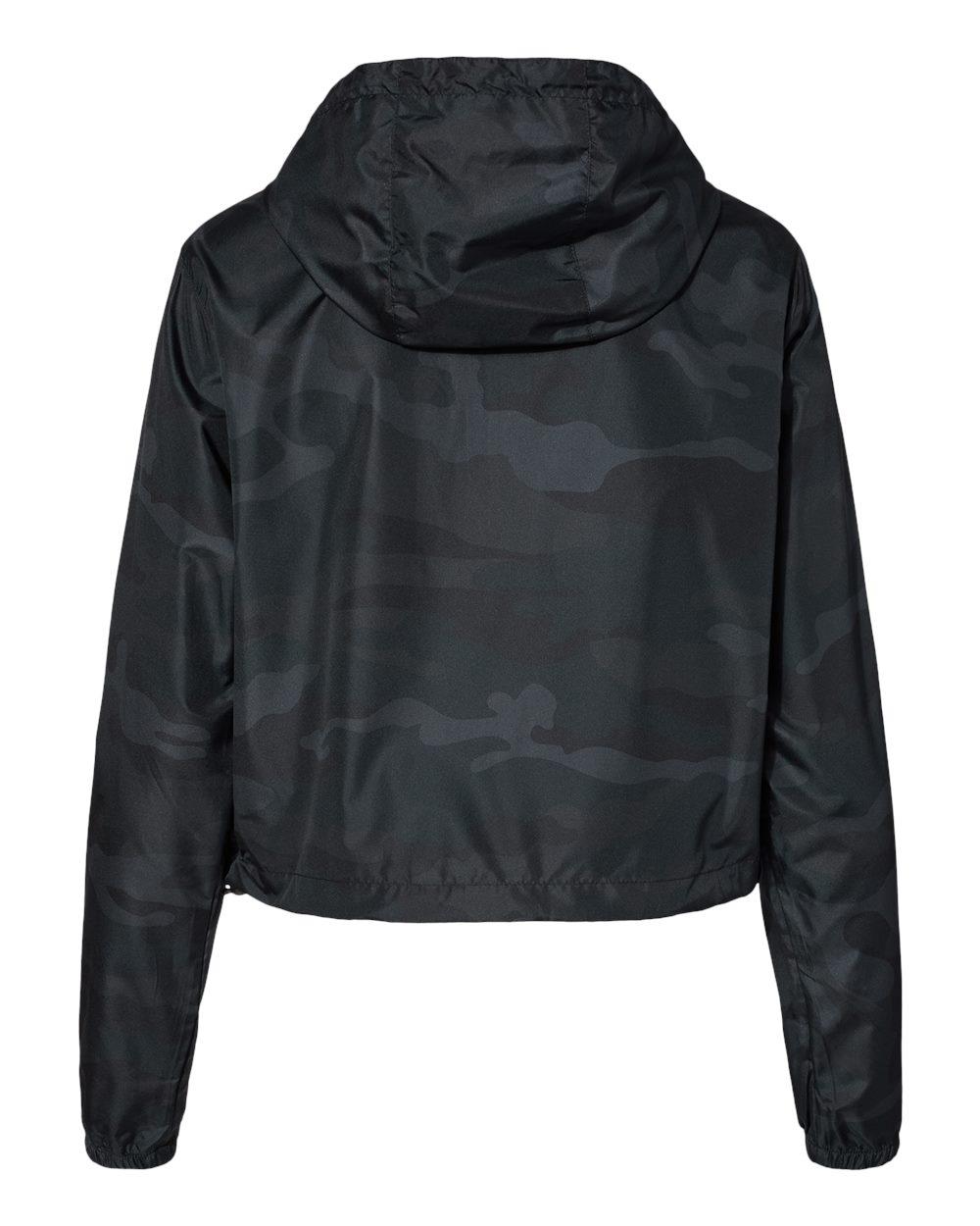 EXP64CRP Independent Trading Co. Womens Lightweight Quarter-Zip Pullover Crop Windbreaker - Back Image