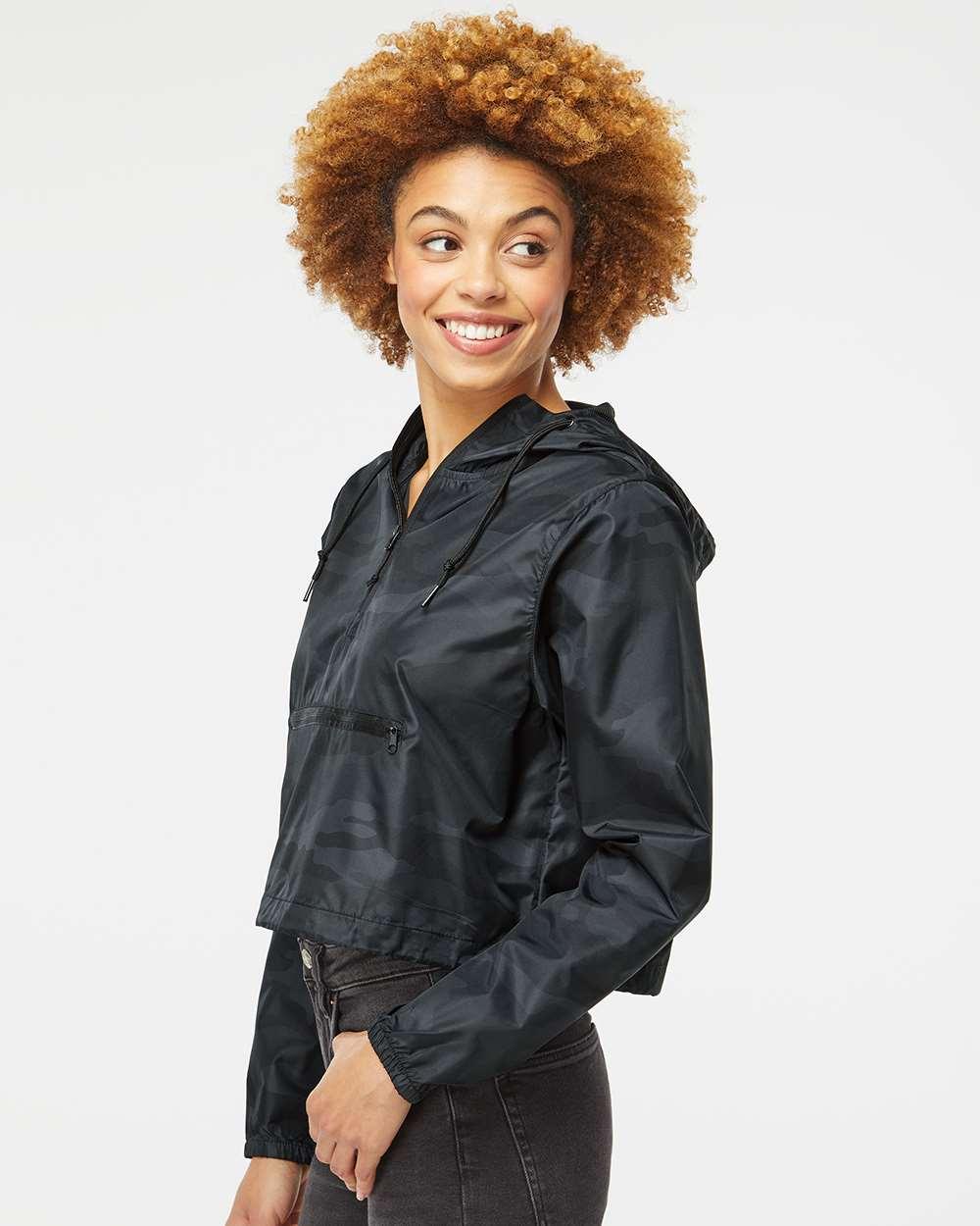 EXP64CRP Independent Trading Co. Womens Lightweight Quarter-Zip Pullover Crop Windbreaker - Siide Image