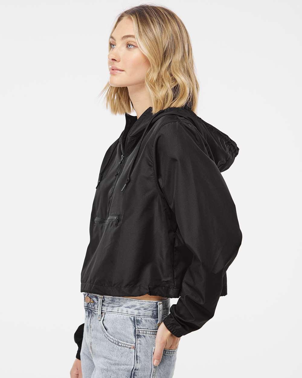 EXP64CRP Independent Trading Co. Womens Lightweight Quarter-Zip Pullover Crop Windbreaker - Siide Image