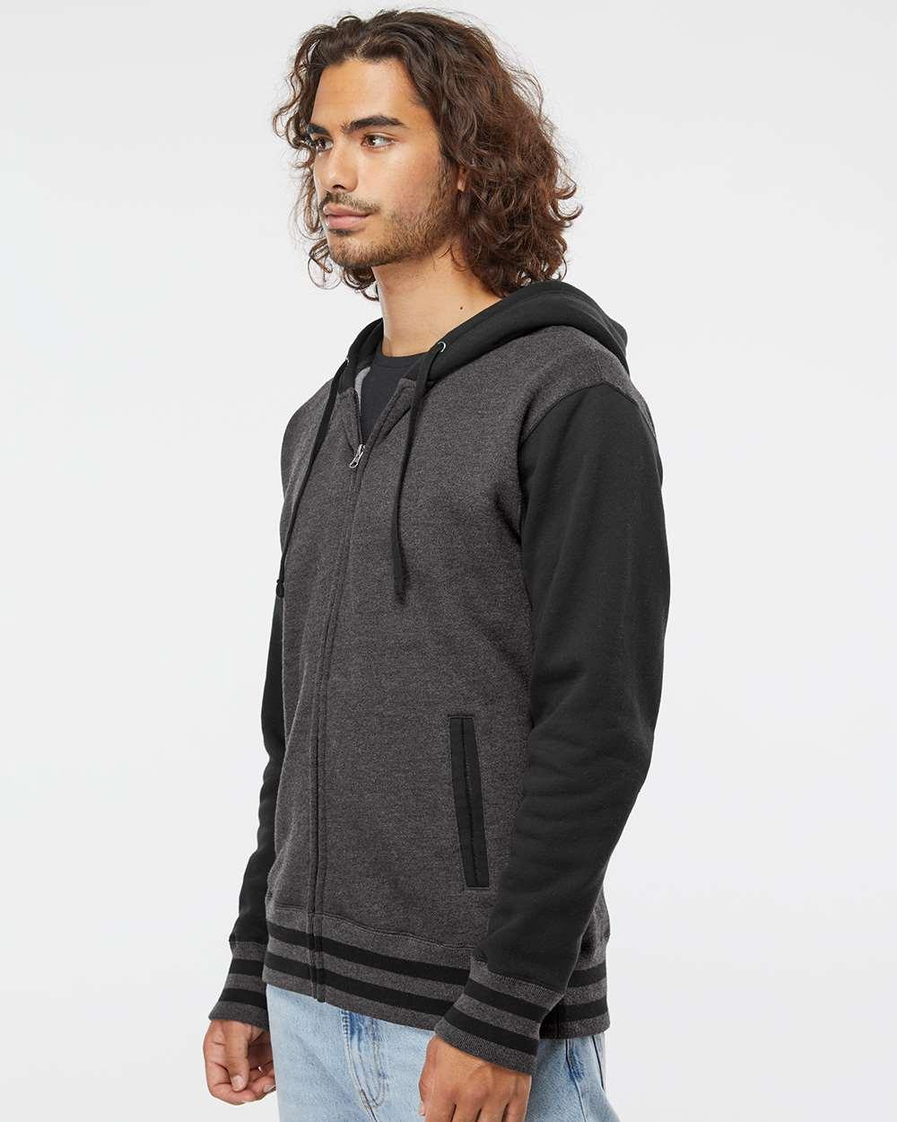 IND45UVZ Independent Trading Co. Unisex Heavyweight Varsity Full-Zip Hooded Sweatshirt IND45UVZ Independent Trading Co. Unisex Heavyweight Varsity Full-Zip Hooded Sweatshirt - Siide Image