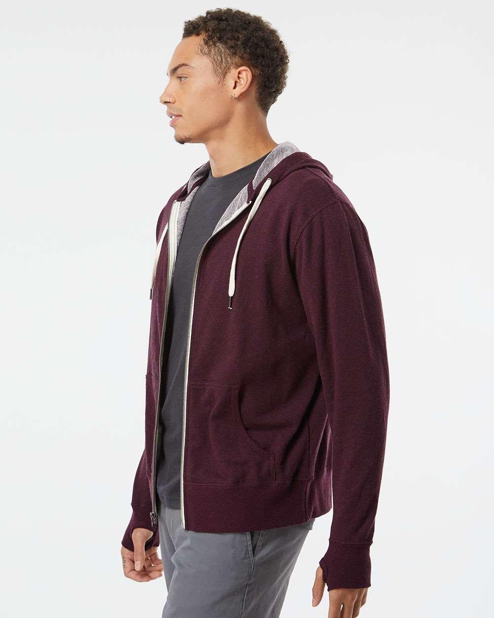 PRM90HTZ Independent Trading Co. Unisex Heathered French Terry Full-Zip Hooded Sweatshirt - Siide Image