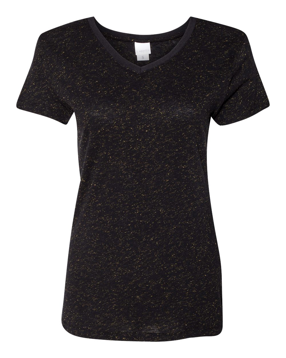 8136 J America Women’s Glitter V-Neck Short Sleeve T-Shirt