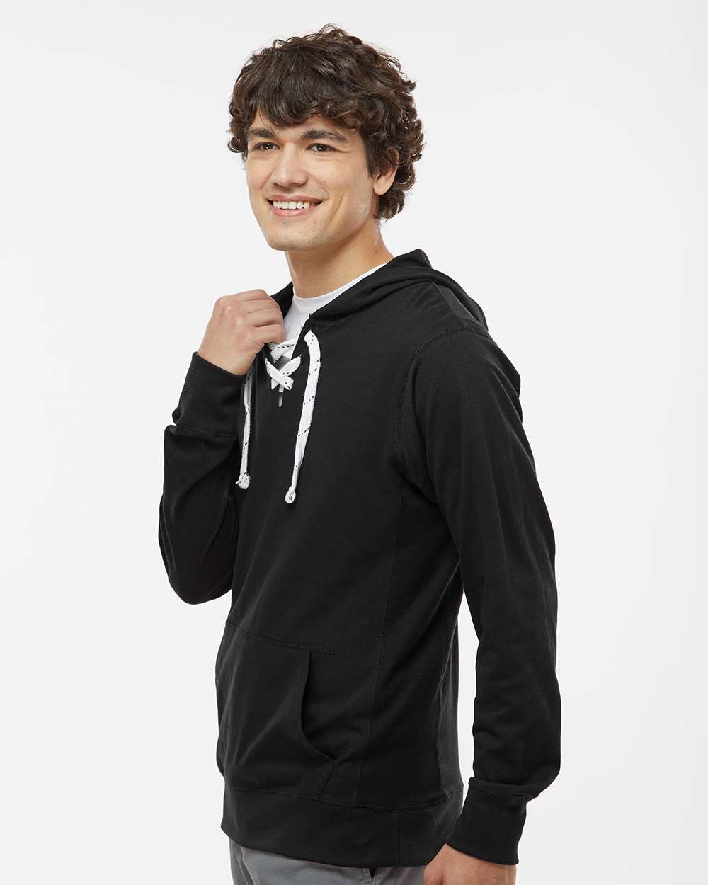 8231 J America Jersey Sport Lace Hooded Pullover - Siide Image