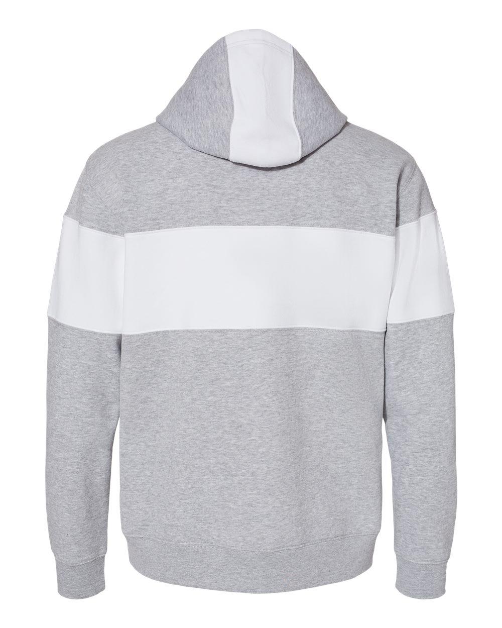 8644 J America Varsity Fleece Colorblocked Hooded Sweatshirt 8644 J America Varsity Fleece Colorblocked Hooded Sweatshirt - Back Image